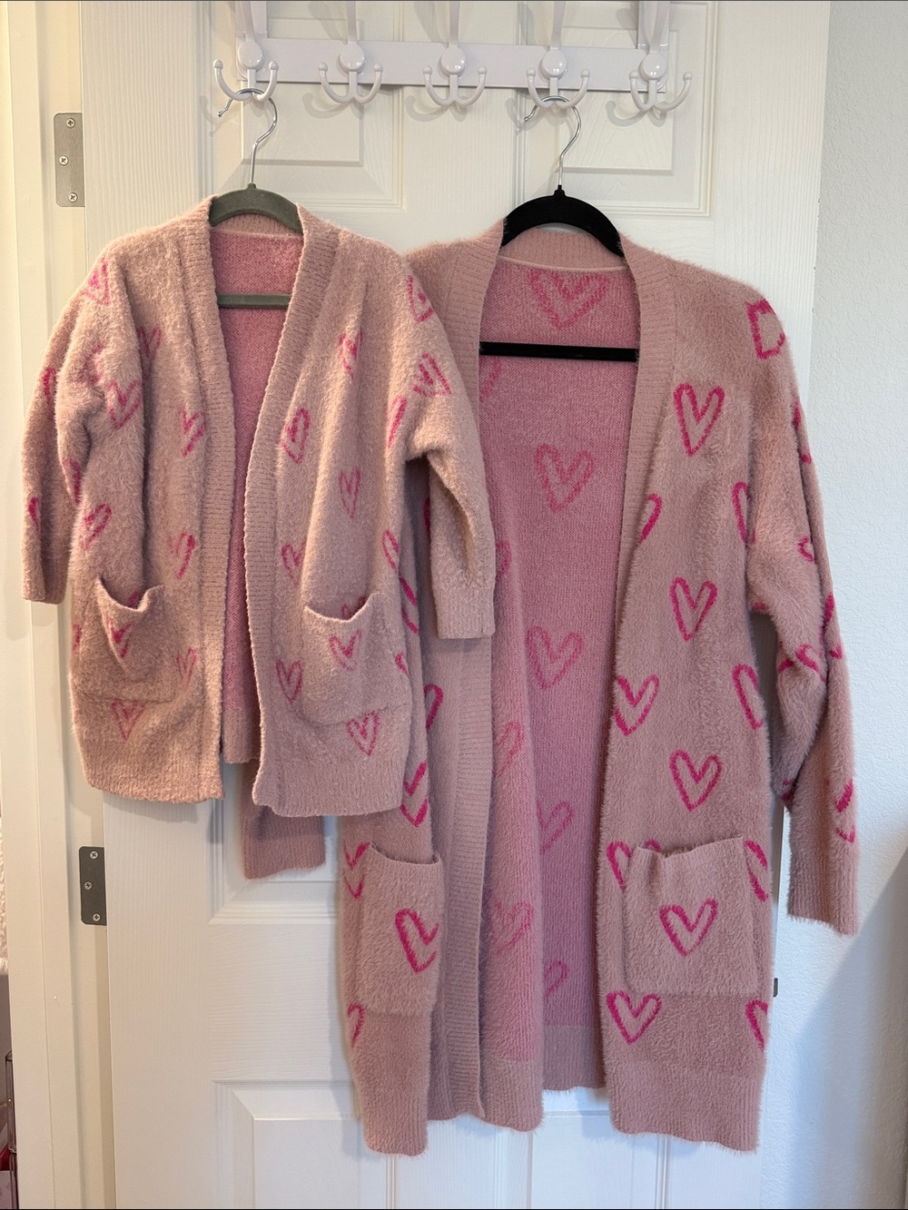 Mommy & Me Pink Heart Cozy Open Cardigan (Adult and Child)